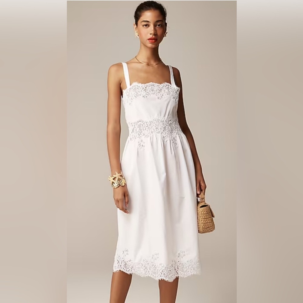 J. Crew White Lace Midi Dress